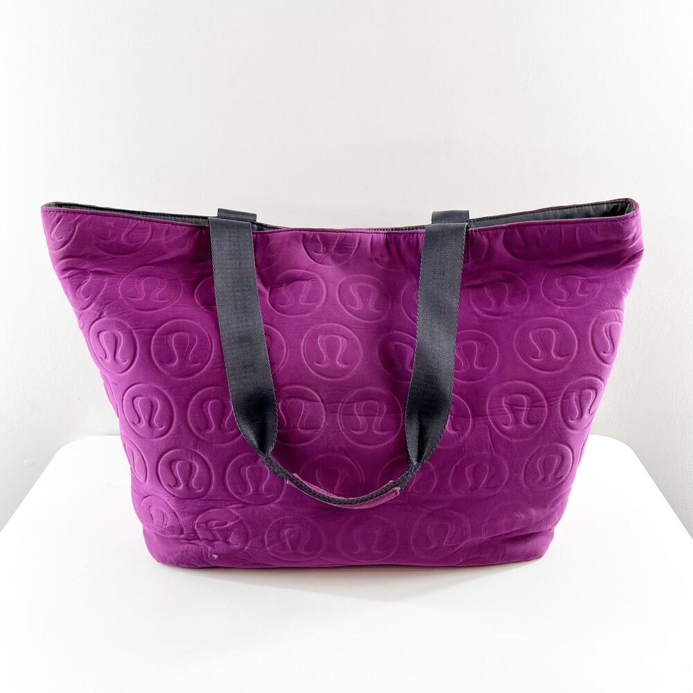 lululemon athletica Magenta Quilted Logo Tote with Black Straps
